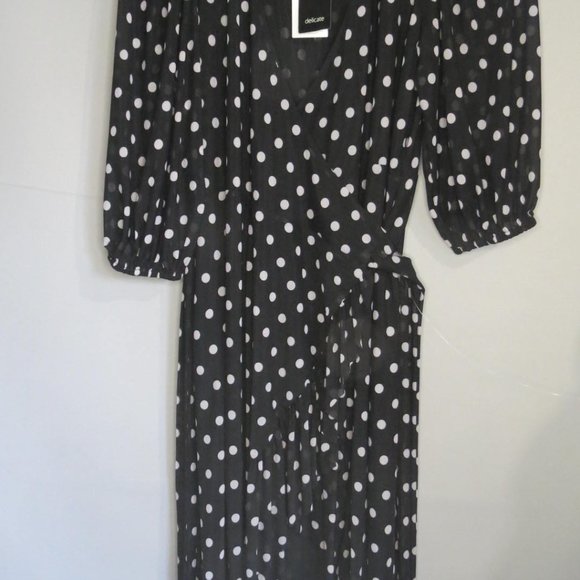 NWT PIPER Black & White Spotted Midi-Dress Long Sleeves SIZE 12 $80 (RRP $120)💛 - Picture 4 of 12